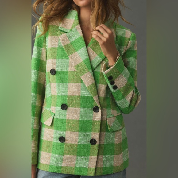 Anthropologie Jackets & Blazers - ❤️ Anthropologie Green and Tan Blazer with Tailored Silhouette